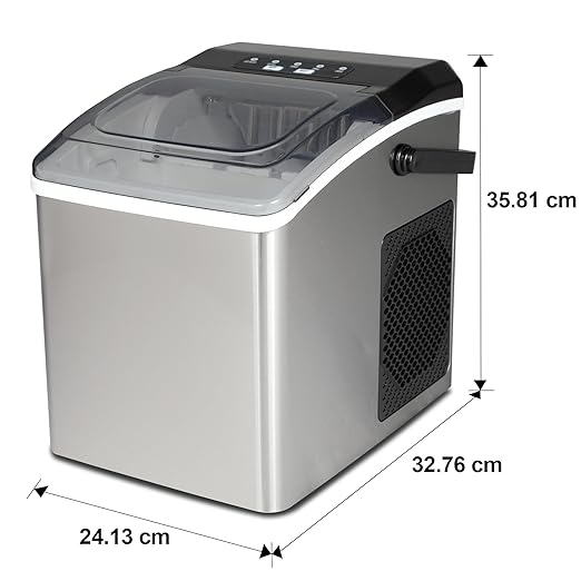 Kenmore Countertop Ice Maker – Maquina para Hacer Hielo en Casa, Nugget Ice Maker Makes 9 Pebble in 6 Mins, Portable Self‑Cleaning Ice Machine, 26 Lbs/Day, Stainless Steel
