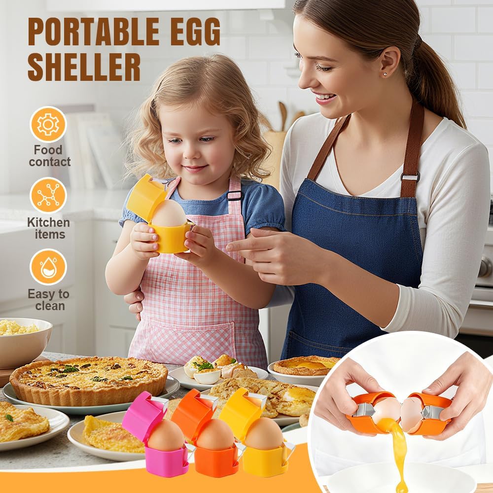 Egg Shell Opener, 2026 Upgrade Egg Peeler, Stainless Steel Egg Slicer for Hard Boiled Eggs, Egg Peeling Tool, Hard Boiled Egg Peeler, Egg Shell Cutter for Boiled Egg (Pink)