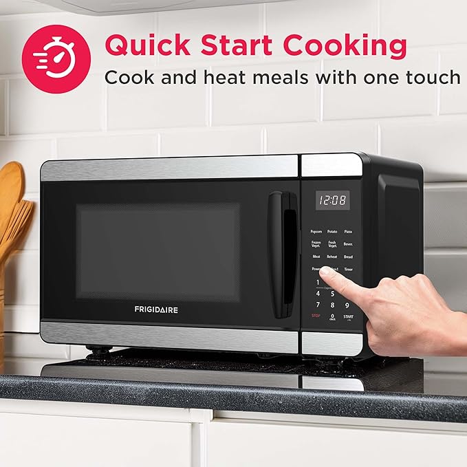 Frigidaire Countertop Microwave - Digital Control Panel - 6 Auto Cooking Settings - 10 Power Levels - Child Safety Lock - 0.7 Cu. Ft., Stainless Steel