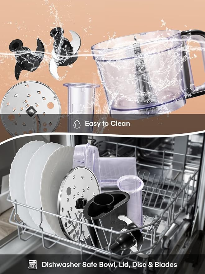 FOHERE Food Processor, 12 Cup, 2-in-1 Feed Chute Food Chopper & Meat Grinder, 500 Watt Motor, BPA Free, Stainless Steel, Procesador de Alimentos for Mincing, Dicing, Shredding, Puree & Kneading Dough