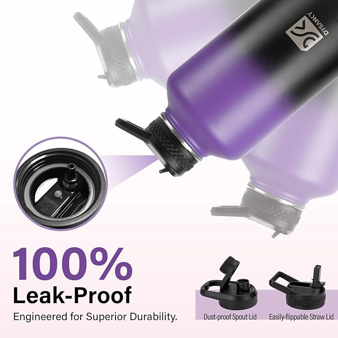 DYSANKY Insulated Water Bottle | Thickened Stainless Steel Vacuum Metal | Portable Sports Half Gallon Large Water Jug for Gym and Hiking with Straw, Carrier Bag, Handle Strap | BPA-Free 64 oz