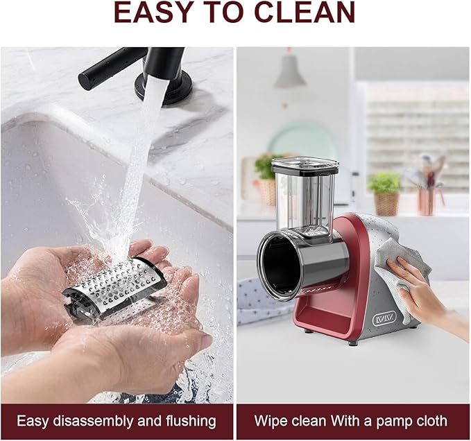 Electric Cheese Grater with 6 Different Shapes of Blades for Home Kitchen Use,250W Salad Shooter Electric Slicer for Vegetables,Fruits,Cheeses,Gray