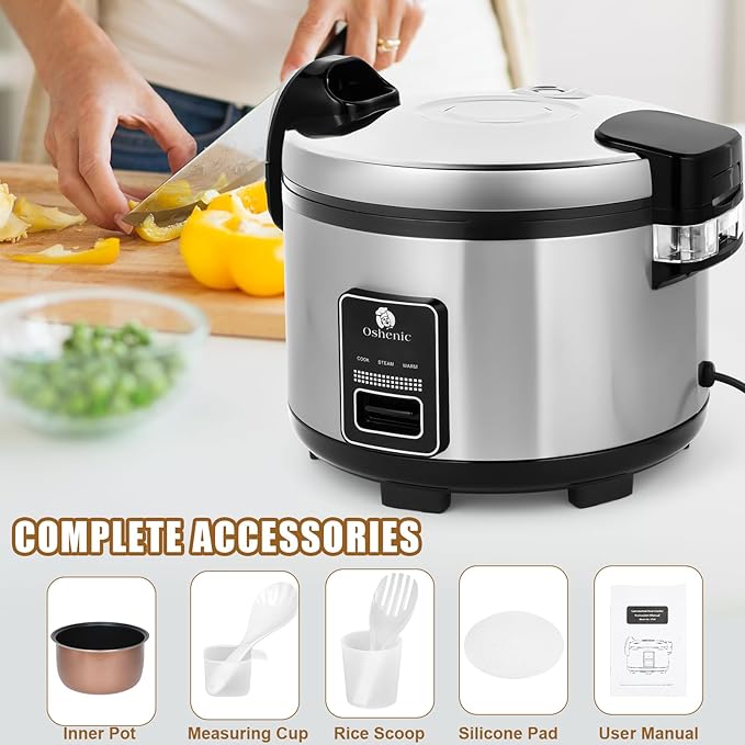 Commercial Rice Cooker & Warmer 84 Cups (Cooked),15.85 Qt / 15 Liter Large Capacity Rice Cooker,Auto Keep Warm,Non-Stick Inner Pot,1350W Fast Cooking Electric Rice Cooker For Restaurant,Hotel