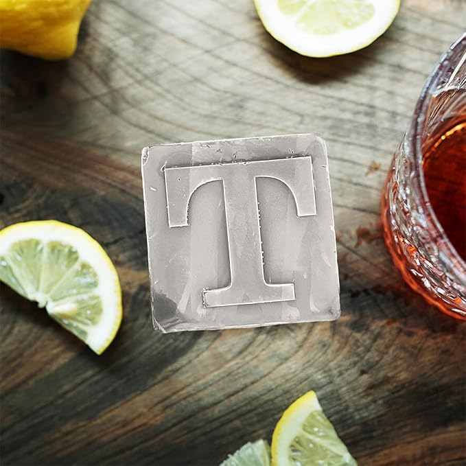 Letter T Monogram Ice Cube Mold Custom Ice Cube Mold 2 Inch Big Initials Silicone Ice Cube Tray Gifts for DAD Gifts for Him