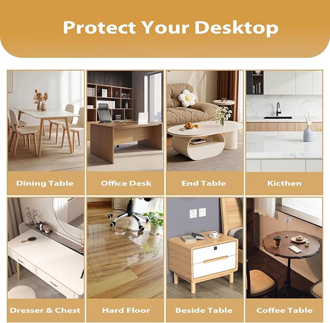 Clear Table Protector 24 x 48 Inch, 1.4mm Thick Waterproof PVC Plastic Table Cover, Durable Table Pad for Dining Room, Kitchen, Writing Desk, and Coffee Tables