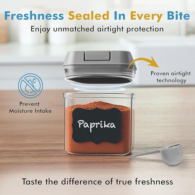 Shazo 9 PC Airtight Food Storage Containers - BPA Free Clear Plastic Snack & Spice Containers with Easy Lock Lids - Kitchen and Pantry Organization for Herbs, Coffee, Tea - 0.5L / 2.1 Cups