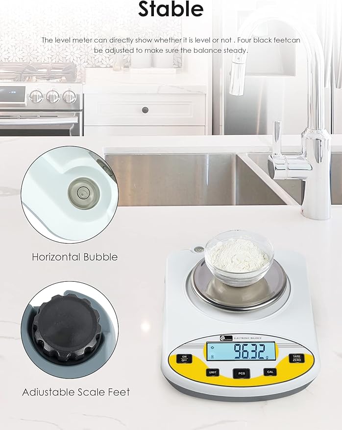 CGOLDENWALL Lab Scale 3000gX0.01g Analytical Electronic Balance Digital Laboratory Scale Precision Jewelry Scales Kitchen Weighing Scales 0.01g Calibrated 110V (3000g, 0.01g)
