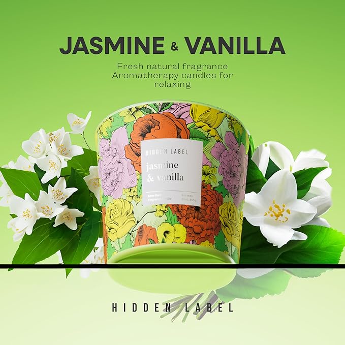 Big Candle, Vanilla Jasmine Scented Candle, 30oz Natural Soy Wax, 3-Wick Large Candles for Home, Up to 100Hours Long-Lasting,Clean Burn,Non Toxic Aromatherapy Candle Gift for Women,Men,Large Rooms