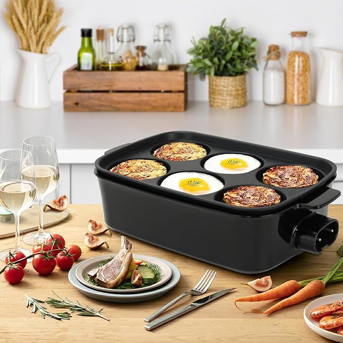 AEWHALE 3-in-1 Multifunctional Electric Grill,Electric Skillet Nonstick with Lids 1400W Party Griddle for Cooking Meats &Pancake