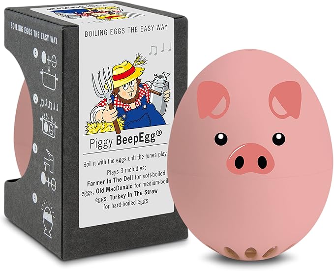 Piggy Beepegg – Egg Timer for Boiling Eggs – Musical Egg Cooker for Soft, Medium, Hard Boiled Eggs – Food Safe – Singing Floating Egg Timer – Egg Cooker for 3 Levels of Doneness - Brainstream