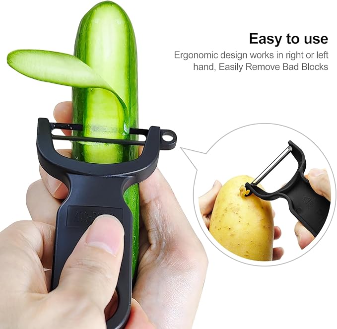 Original Vegetable Fruit Peeler Carbon Steel Blade 3 Pack Grey/Blue/Black…
