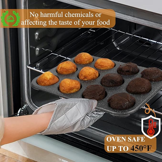 Walooza Muffin Cupcake Pan, Nonstick 12 Cupcake Tray, Cheesecake Pan for Baking