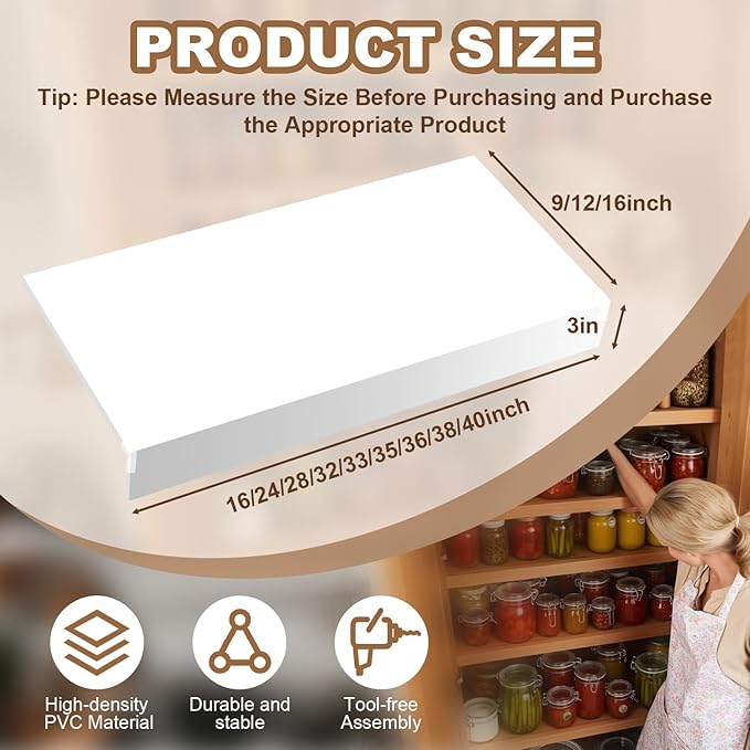 5 Pcs Wire Rack Covers 40x16x3 inch PVC Pantry Shelf Cover 0.31 inch Thick Removable Closet Wire Rack Shelf Covers,Decoration Kitchen Bathroom Office Shelving (Light luxury white,40x16x3 inch)