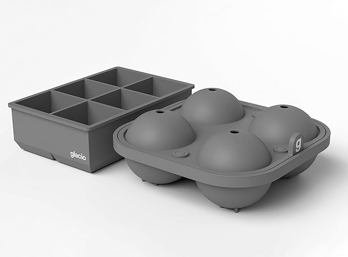 Ball Ice Cube Tray and Big Ice Cube Molds for Whiskey, Slow-Melting, 100% Silicone, No-Plastic, Easy Release, Ideal for Gifting and Elevating Cocktails