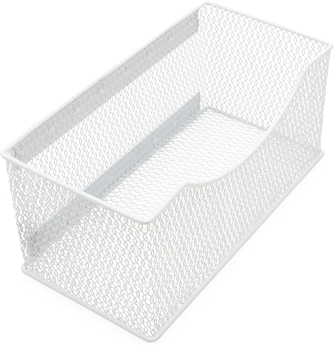 YBM HOME Mesh Magnetic Storage Basket Organizer with Extra Strong Magnets Holds Your Whiteboard and Locker Accessories, Perfect as Marker and Pencil Holder for Office, (1, Large) White