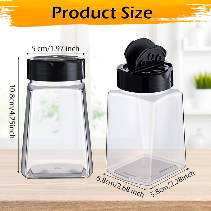 Mimorou 30 Pack Plastic Spice Jars with Shaker Lids Clear Seasoning Containers Spice Bottles for Kitchen Storing Spice Herbs Seasoning Powders(Cuboid,9.3 oz)