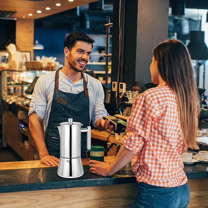 QWORK 12 Cup Stovetop Espresso Maker, 18/8 Stainless Steel Italian Moka Pot for Induction, 17.5 oz Espresso Coffee Maker with Heat Resistant Handle & Safety Valve, Dishwasher Safe