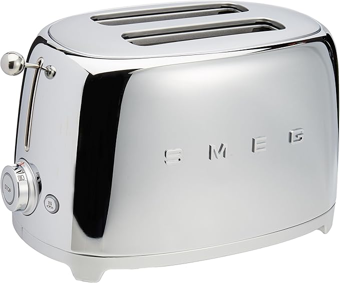SMEG 2 Slice Toaster with 6 Presets and Defrost Function and Removable Crumb Tray TSF01SSUS, Stainless Steel