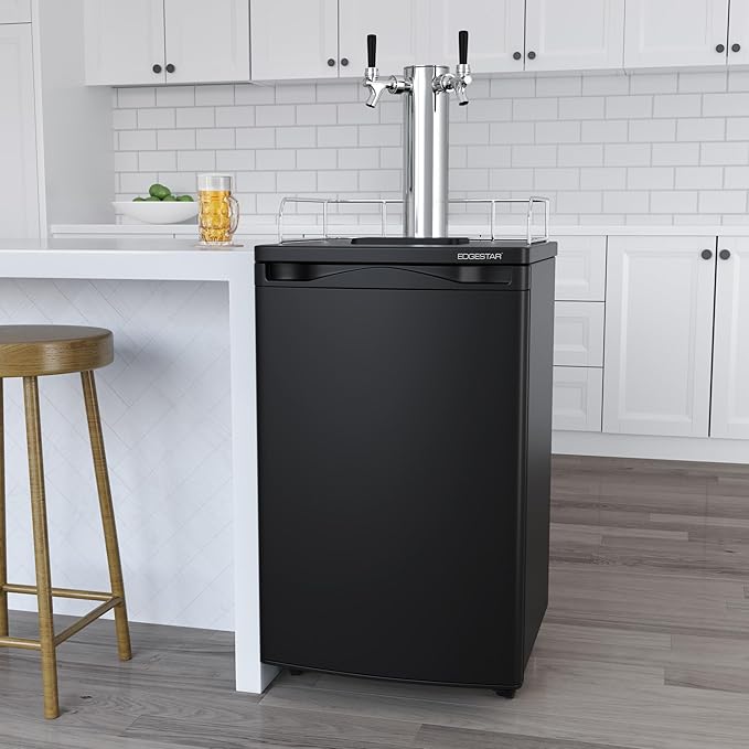 EdgeStar KC2000TWIN Full Size Dual Tap Kegerator & Draft Beer Dispenser - Black