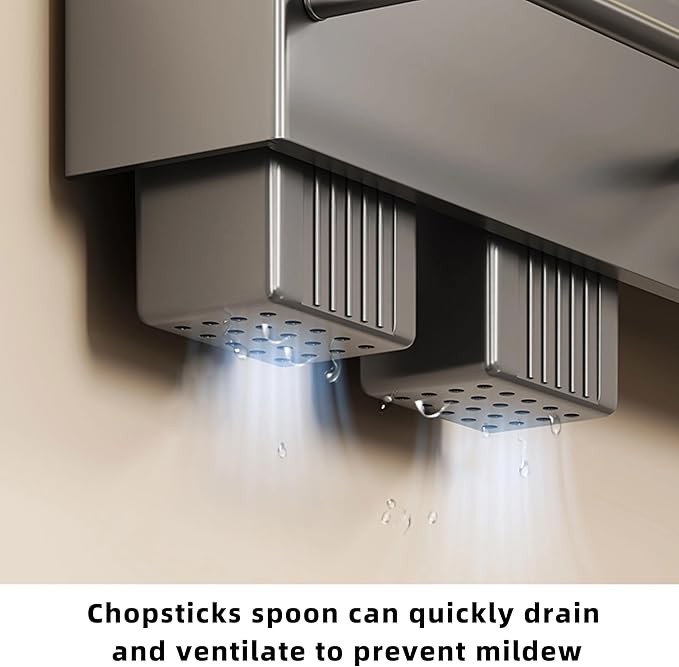 Wall-Mounted Kitchen Organizer - Knife & Utensil Holder with Hooks for Cooking Tools & Towels | Space-Saving Kitchen Storage Rack | Heavy-Duty, Easy Installation & Rust-Resistant.