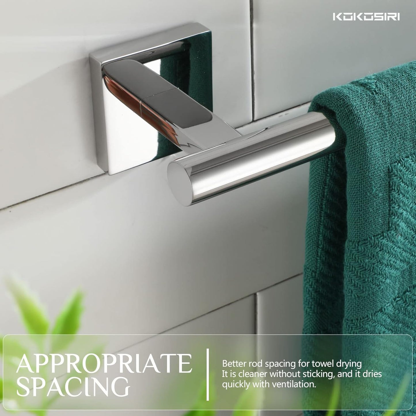 KOKOSIRI Hand Towel Bar 12 Inch Bathroom Towel Holder for Bath Kitchen Toilet Cabinet, 2 Pack Chrome Stainless Steel B4005CH-L12-P2