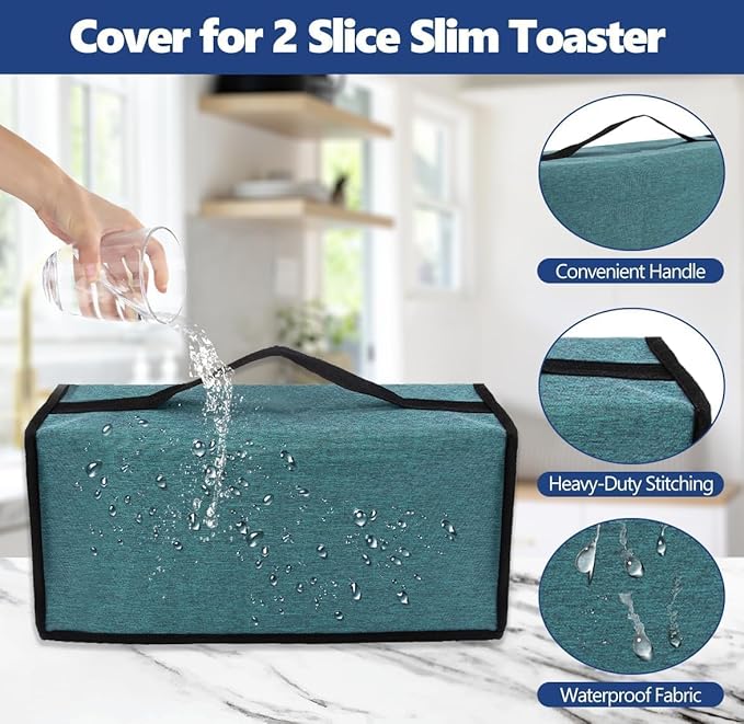 Cover for Bella 2 Slice Slim Toaster,Heat-Resistant Dustproof Waterproof Kitchen Heavy Protection Appliances Case Covers with Handle,for Bella 2 Slice Slim Toaster,Women/Mother's Day Gift (Green)