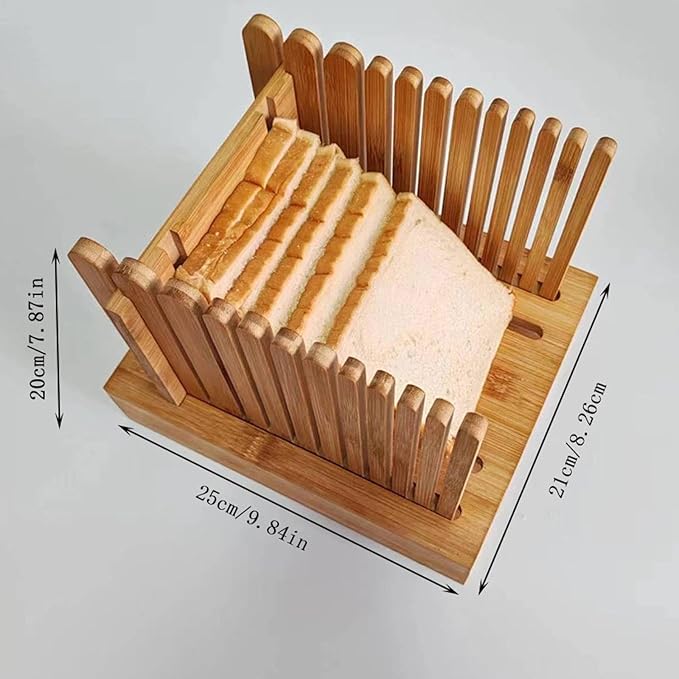 Bamboo Bread Cutting Tool, Even Slice Loaf Slicer with Crumb Catcher for Cakes and Bagels