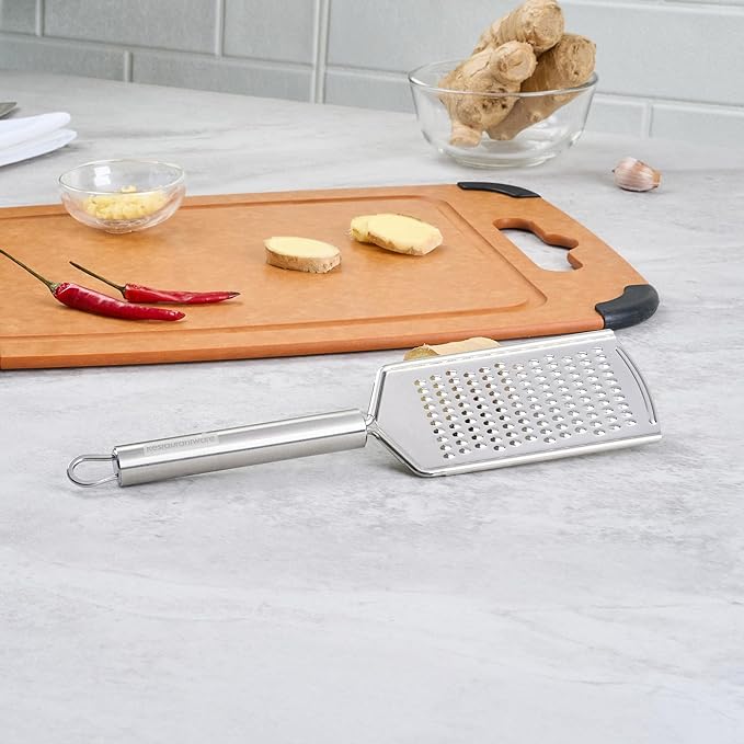 Restaurantware-German Standard Fine Handheld Graters, 6 Flat Cheese Graters - Dishwashable, Durable, Stainless Steel Food Grater With Handle, Suitable For Chocolate, Nutmeg, Garlic, Lemon, And, More