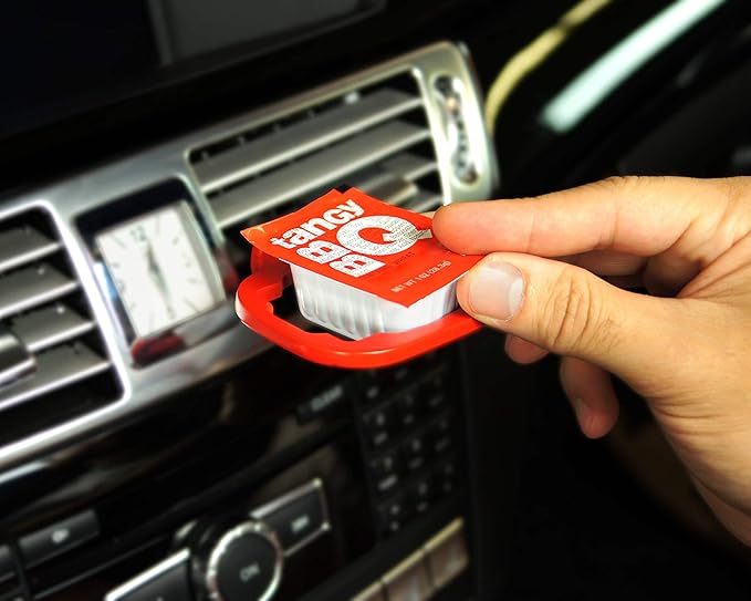 Saucemoto Dip Clip | An in-car sauce holder for ketchup and dipping sauces. As seen on Shark Tank (4 Pack, Black)