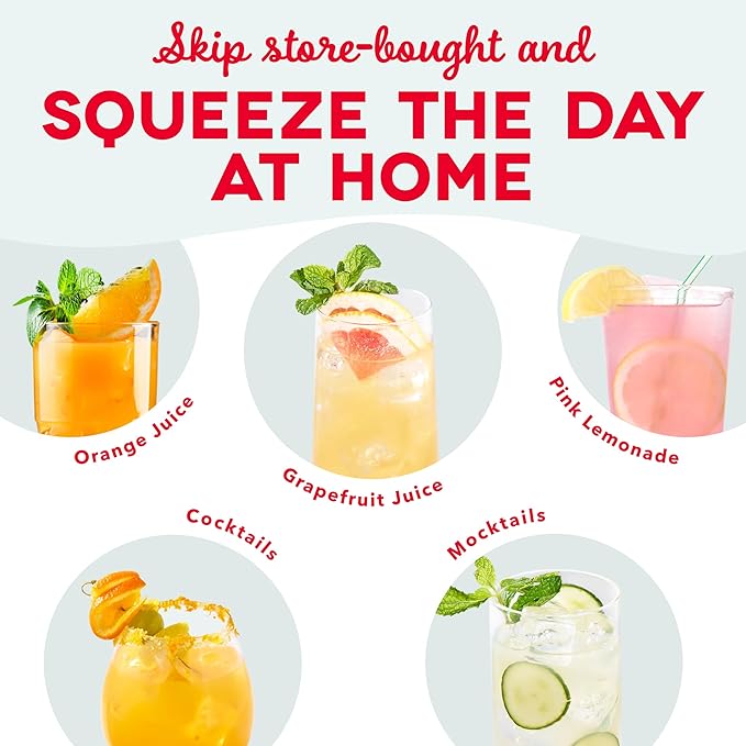 Dash Summer Sippers™ Lemonade Maker & Electric Citrus Juicer - Dissolves Sugar, Juices Over Ice - Lemon Squeezer Machine - Make Fresh Orange & Lemon Juice - Two 32oz Pitchers & Infuser Cylinders
