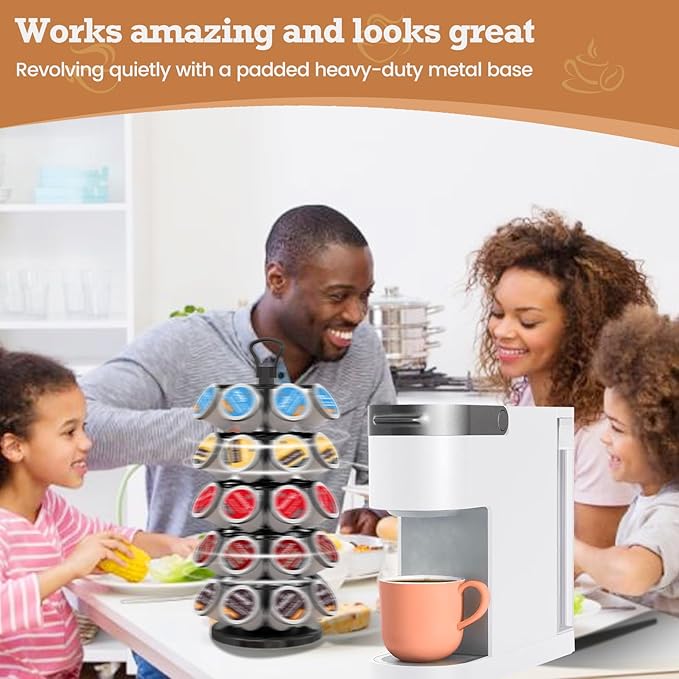 BLACKSMITH FAMILY 40 Pods Capacity Very Easy Assembly K Cup Holders,K Cup Holder, K Cups Holder,K Cup Carousel, Coffee Pods Holder Storage Organizer Stand