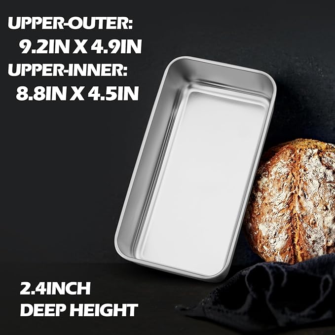 Leonyo 8 Pack Loaf Pans for Baking Bread, 9x5IN Stainless Steel Loaf Bread Pans Set for Homemade Meatloaf, Bananas, Brownies, Lasagnas, Dishwasher Oven Safe