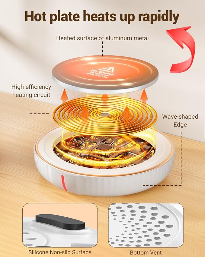 HouseGem Large Candle Warmer Plate - Coffee Cup Mug Warmer for Desk, Candle Melter, Electric Mug Heater for Beverages, Milk & Tea, Coffee Accessories Ideal Gifts Keep Cup Warm (White)