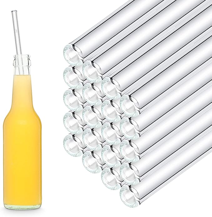 HALM Glass Straws - 50 Reusable Drinking Straws + Plastic-Free Cleaning Brush - Made in Germany - Dishwasher Safe - 30 cm (12 in) x 0.9 cm - Straight - Perfect for Bottles - Eco-Friendly