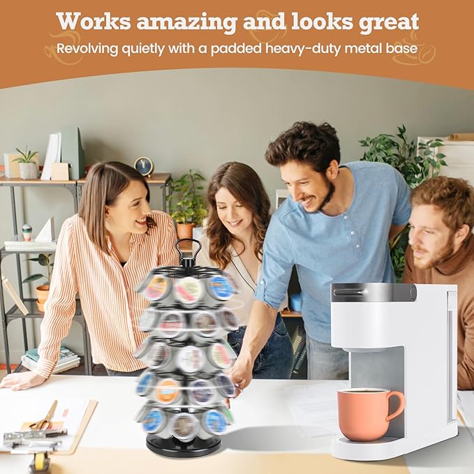 BLACKSMITH FAMILY K Cup Holders,K Cup Holder, K Cups Holder,K Cup Carousel, Coffee Pods Holder Storage Organizer Stand,No Assembly Required,Black (40 Pods Capacity Easy Assembly Glossy Black)