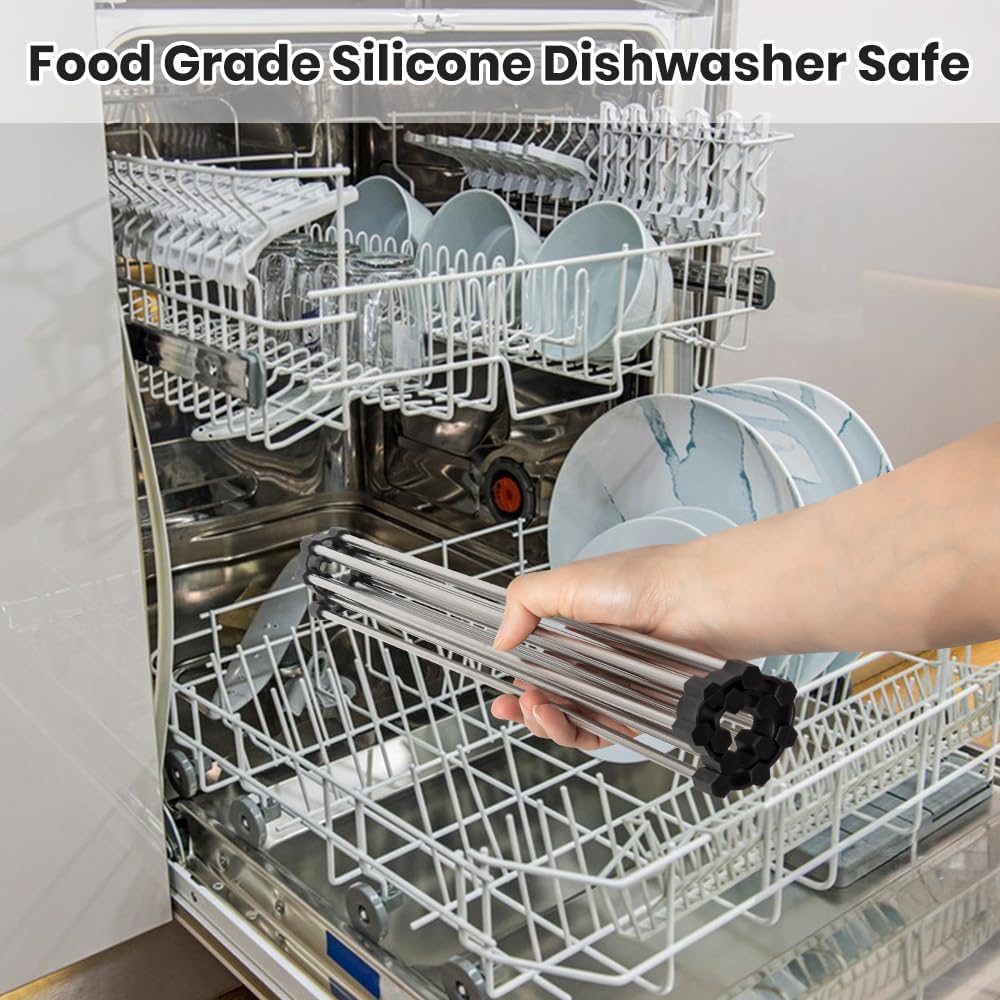 Roll Up Dish Drying Rack, Stainless Kitchen Accessories, Foldable Dish Rack, Anti-Slip Design Sink Counter Storage, Over The Sink Dish Rack, Stainless Steel, (21" x 9.1")