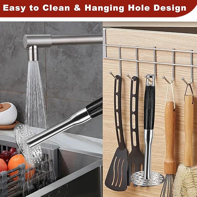 Potatoes Masher, Heavy Duty Potato Masher-316 Stainless Steel, Hand Mashed Potato Mashers & Potatoes Tool-Long Handle for Potatoes, Avocado, Tomatoes, Avocados, Beans, Fruit and Vegetables