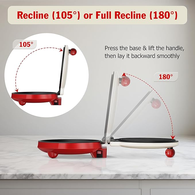 KEINVE 1000W Pizza Maker, 2-in-1 Indoor Griddle and Pizza Cooker, 8.5" 180° Open Nonstick Plate for Quesadilla, Panini, Crepe and More