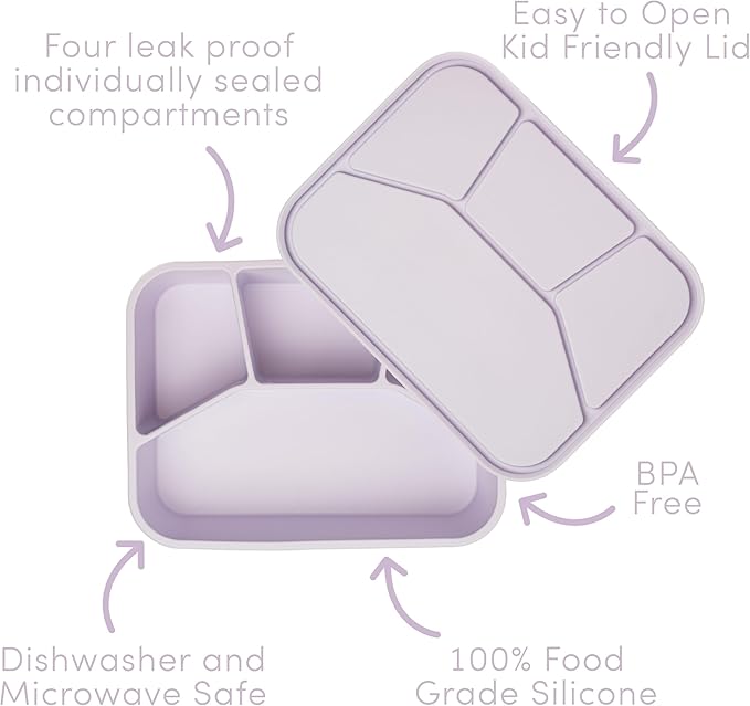 Ullabelle Leak Proof Bento Box Food-Grade Silicone Bento, BPA, Phthalate, Lead, & PVC Free - Bento Lunch Box for Daycare, Kids, & Adults - Leak Resistant Sets With Lids Snack Box Container (Peach 4)
