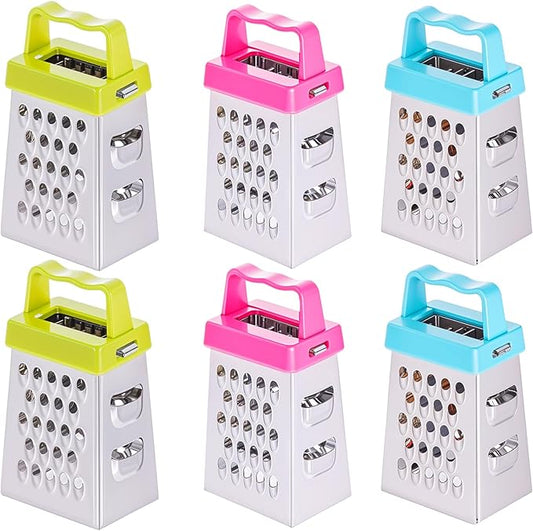6 Pcs Mini Cheese Grater Professional Box Grater Stainless Steel Fine Coarse Handheld Slicer with 4 Sides Small Box Food Shredder Safe Zester
