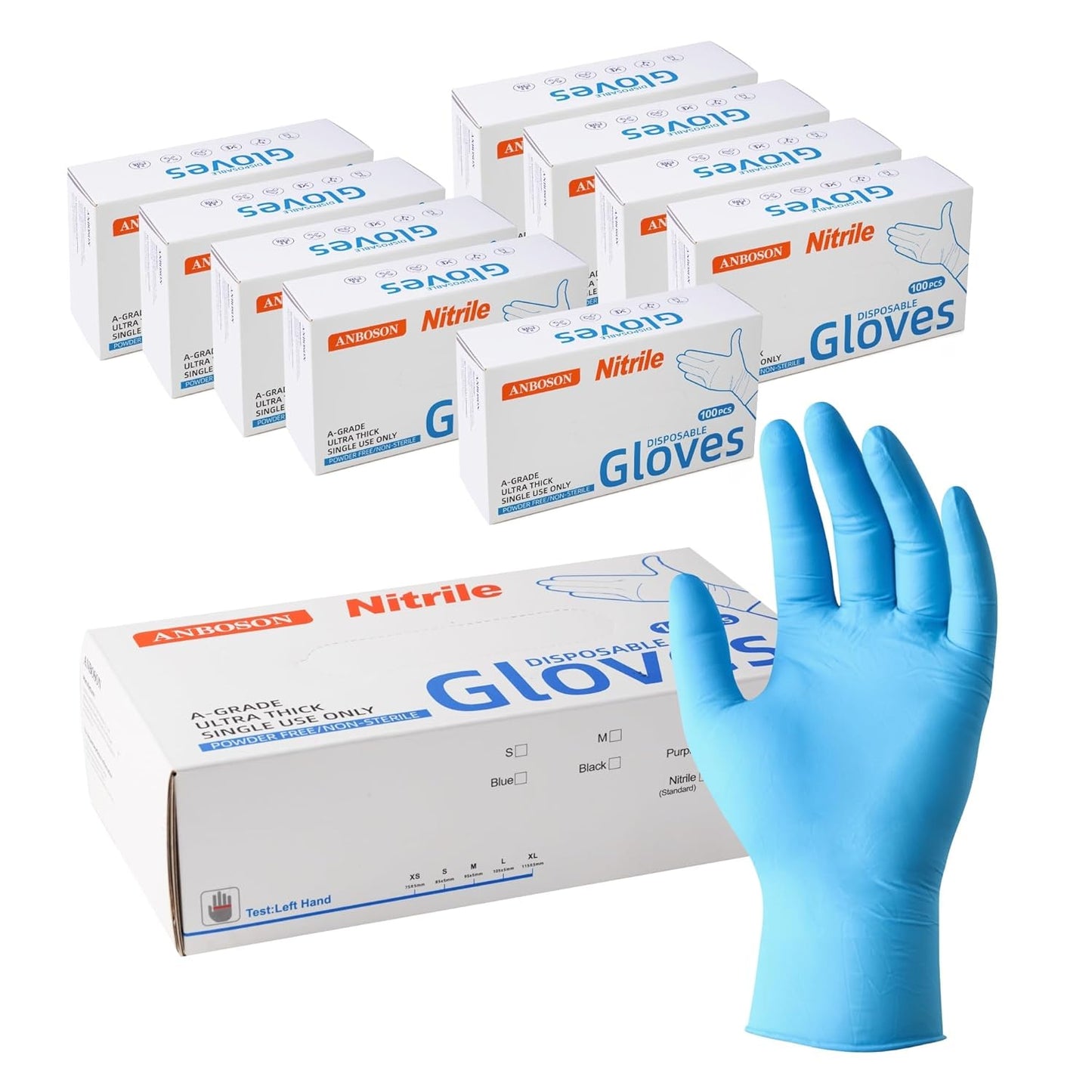 Nitrile Exam Gloves 6mil – Latex-Free, Powder-Free, Textured for Cleaning and Food Handling(Blue of 1000, Medium)