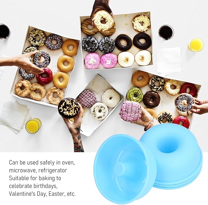 16PCS Mini Donut Mold, Silicone Donut Pans Reusable Baking Cups Cupcake Mold Bright Colors for Pastries Puddings