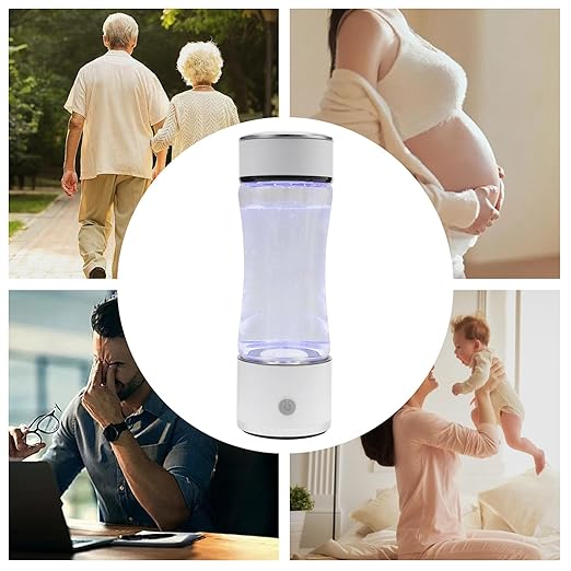 Hydrogen Water Generator Bottle, Portable Rechargeable Ionizer Machine,Improve Water in 3 Minutes, for Home, Office, Travel, Daily Drinking (White)
