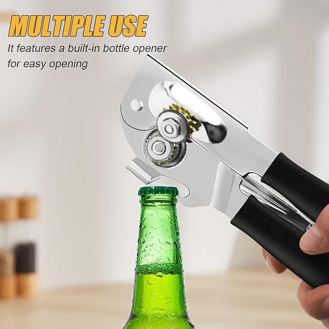 Commercial Can Opener, ICEKATl Can Opener Manual Heavy Duty Easy for Big Cans with Magnet, Folding Hand Crank With Comfortable Long Handles