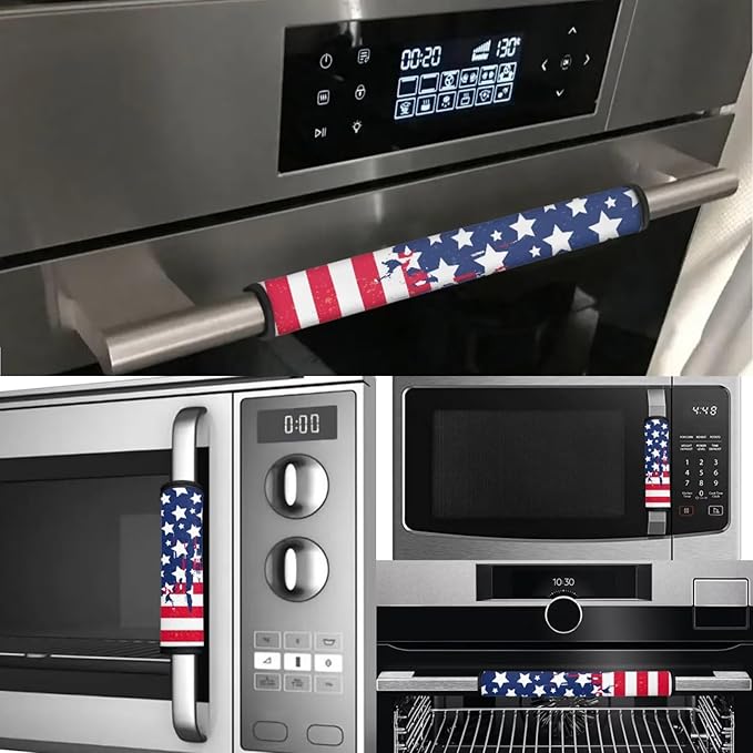 American Flag Fridge Door Handle Covers Set of 6, Refrigerator Door Handle Covers Kitchen Fridge Microwave Dishwasher Door Handle Protector Covers July 4th Independence Day Decor