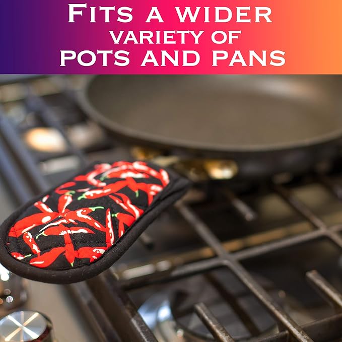 EHOMEA2Z Cast Iron Skillet Pan Pot Holder Covers Mitts Black Non-Slip Washable Sleeves for BBQ Baking Kitchen Cotton Commercial Grade (Chili, 10)