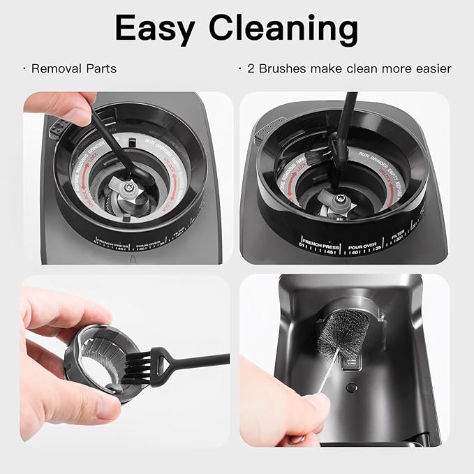 URintells Cuising Espresso Grinder, Burr Coffee Grinder with 51 Grind Settings, Precision Timer, Stainless Steel Coffee Grinder with Easy Cleaning, Anti-Static Design & 3 Operation Modes