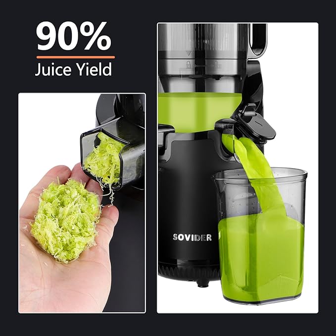 Cold Press Juicer Machine-Compact Juicer Machines Up to 92% Juice Yield 5.3" Wide Chute for High Nutrient Fruits Vegetables,Slow Masticating Juicer Easy Clean with Brush Pulp Measuring Cup Reverse