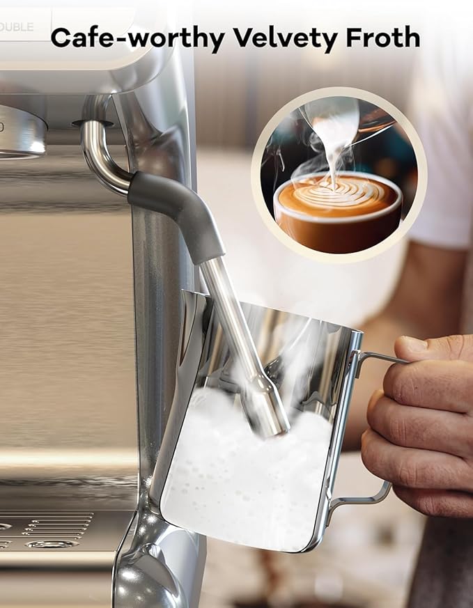 Espresso Machines with grinder, 20 Bar Professional Espresso Maker with Milk Frother & 95 oz Removable Water Tank for Latte and Cappuccino, Espresso Coffee Maker for Home, Stainless Steel