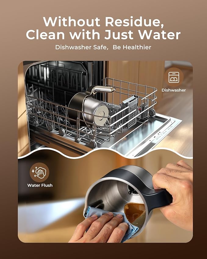 8-in-1 Milk Frother, 400ml Large Capacity & Detachable Milk Frother and Steamer, Coffee Frothers with Heating Function, Electric Automatic Hot & Cold Foam Milk Steamer, Quiet,Dishwasher Safe